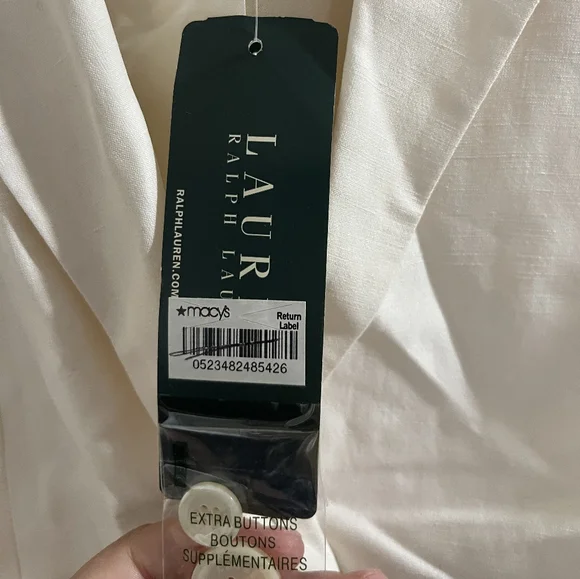 NWT Lauren Ralph Lauren Vintage Y2K Cream Ivory Silk Linen Blazer Jacket Size 12